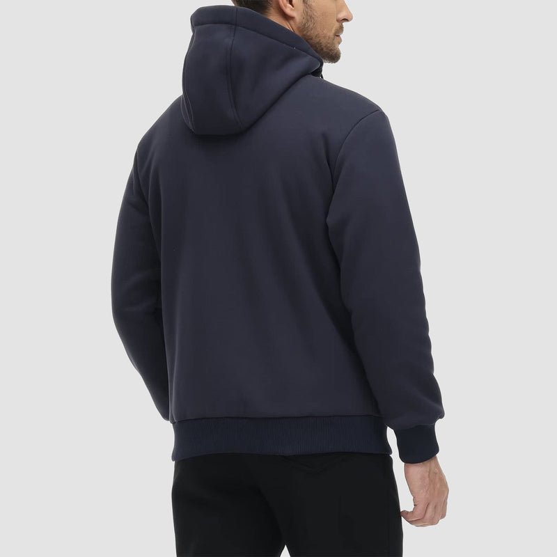 Men's Cozy Fleece-Lined Zipper Hoodie Jacket - Warm Winter Coat for Ultimate Comfort & Style