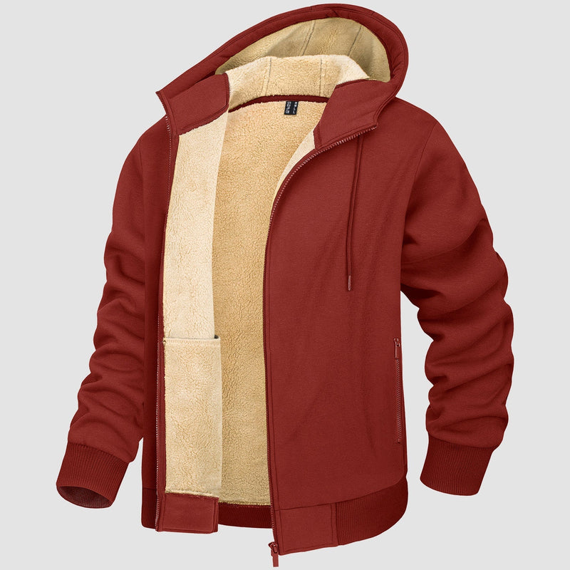Men's Cozy Fleece-Lined Zipper Hoodie Jacket - Warm Winter Coat for Ultimate Comfort & Style