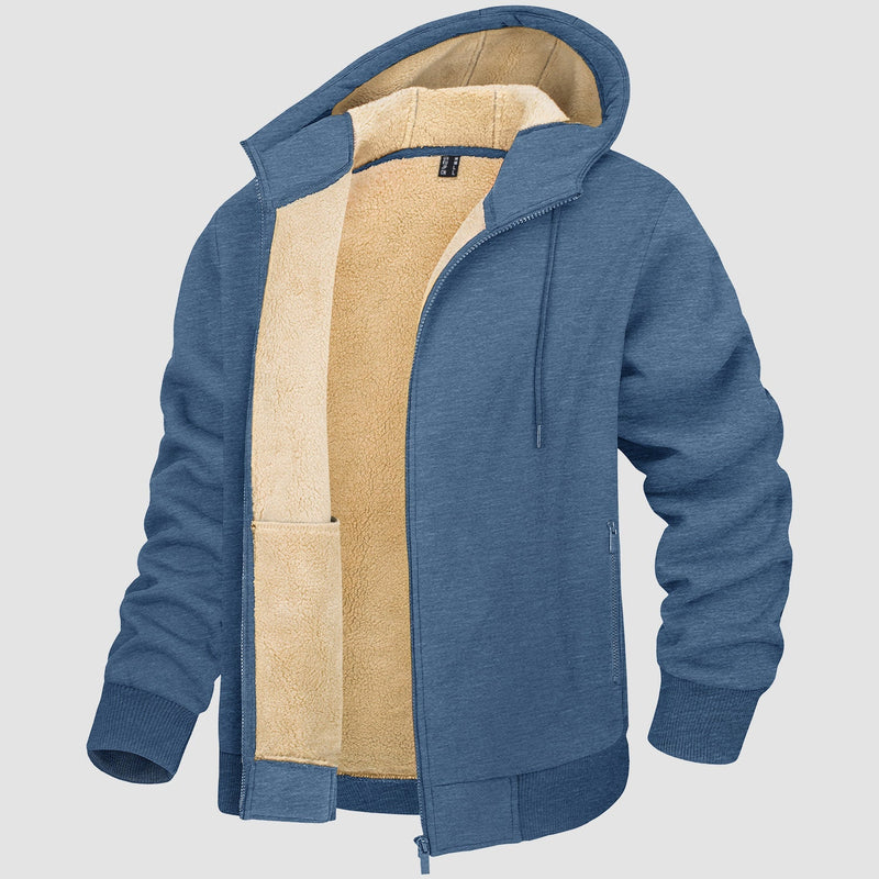 Men's Cozy Fleece-Lined Zipper Hoodie Jacket - Warm Winter Coat for Ultimate Comfort & Style