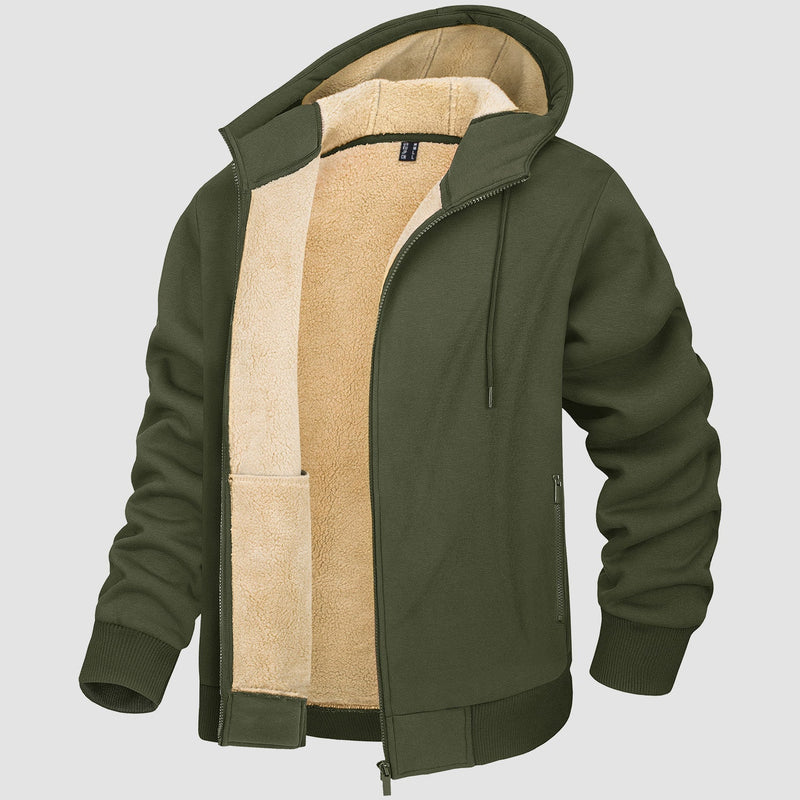 Men's Cozy Fleece-Lined Zipper Hoodie Jacket - Warm Winter Coat for Ultimate Comfort & Style