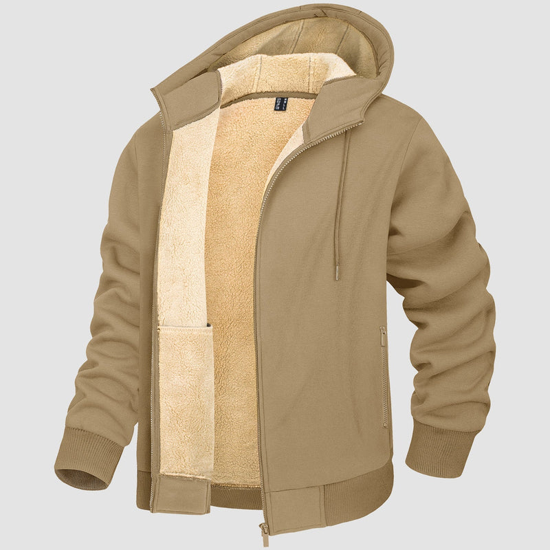 Men's Cozy Fleece-Lined Zipper Hoodie Jacket - Warm Winter Coat for Ultimate Comfort & Style