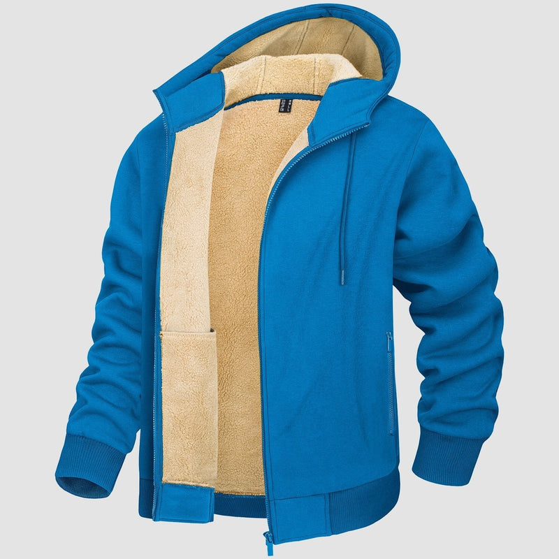 Men's Cozy Fleece-Lined Zipper Hoodie Jacket - Warm Winter Coat for Ultimate Comfort & Style