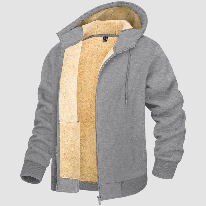 Men's Cozy Fleece-Lined Zipper Hoodie Jacket - Warm Winter Coat for Ultimate Comfort & Style