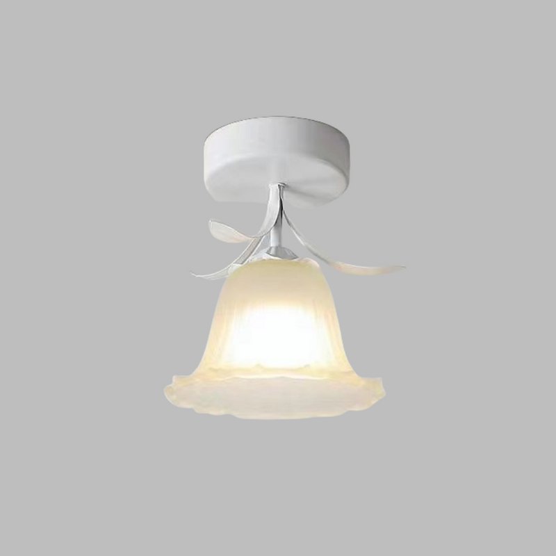 Elegant Floral Glass Shade Ceiling Light Fixture - Stylish Home Lighting Decor