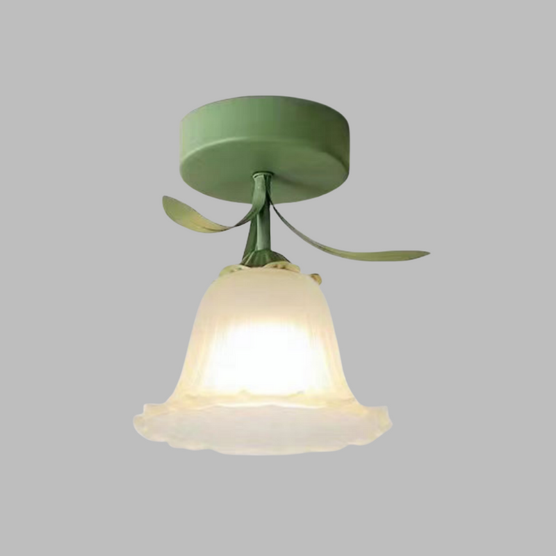 Elegant Floral Glass Shade Ceiling Light Fixture - Stylish Home Lighting Decor
