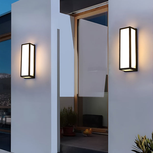 Modern Black Rectangle LED Waterproof Motion Sensor Wall Sconce - Stylish Outdoor Lighting Fixture