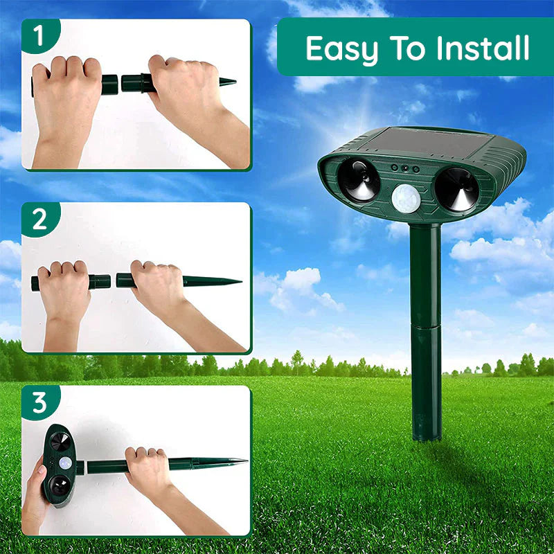 Solar-Powered Ultrasonic Animal Repellent - Eco-Friendly Pest Control Device for Gardens & Yards