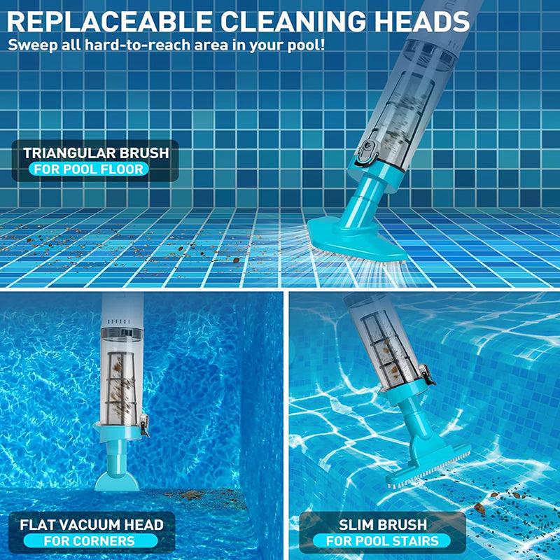 3-in-1 Cordless Rechargeable Pool Vacuum Cleaner - Powerful, Lightweight & Versatile for Effortless Pool Cleaning