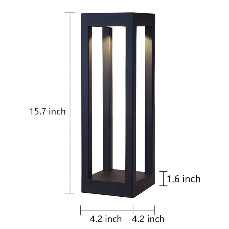 Black Aluminum 7W LED Landscape Bollard Lights - 4-Beam Outdoor Garden Lighting