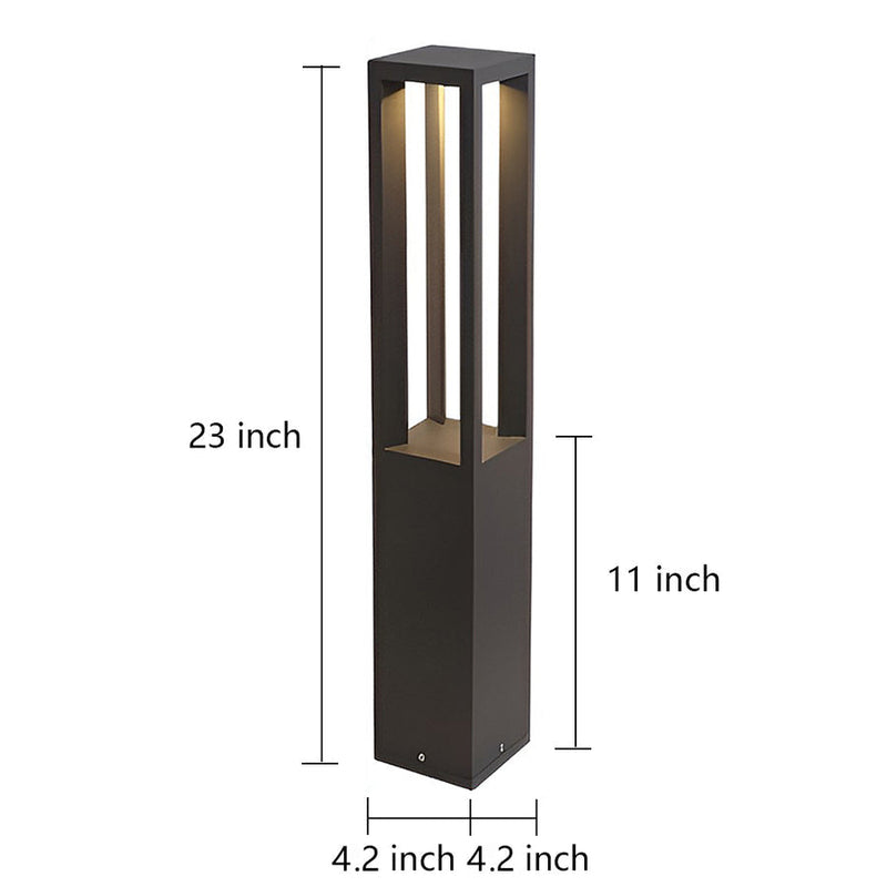 Black Aluminum 7W LED Landscape Bollard Lights - 4-Beam Outdoor Garden Lighting