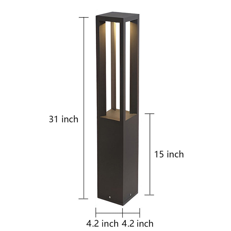 Black Aluminum 7W LED Landscape Bollard Lights - 4-Beam Outdoor Garden Lighting