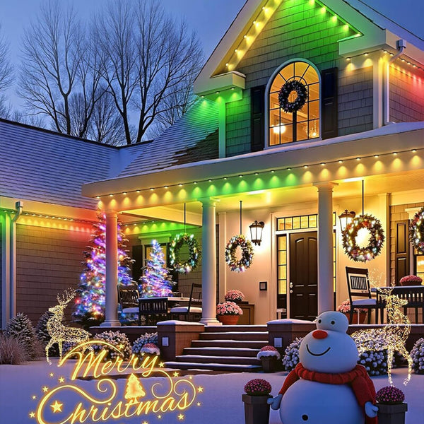 Smart RGBIC Permanent Outdoor LED Lights - Weatherproof, Color-Changing Decorative Lighting for Patios, Gardens, and Events