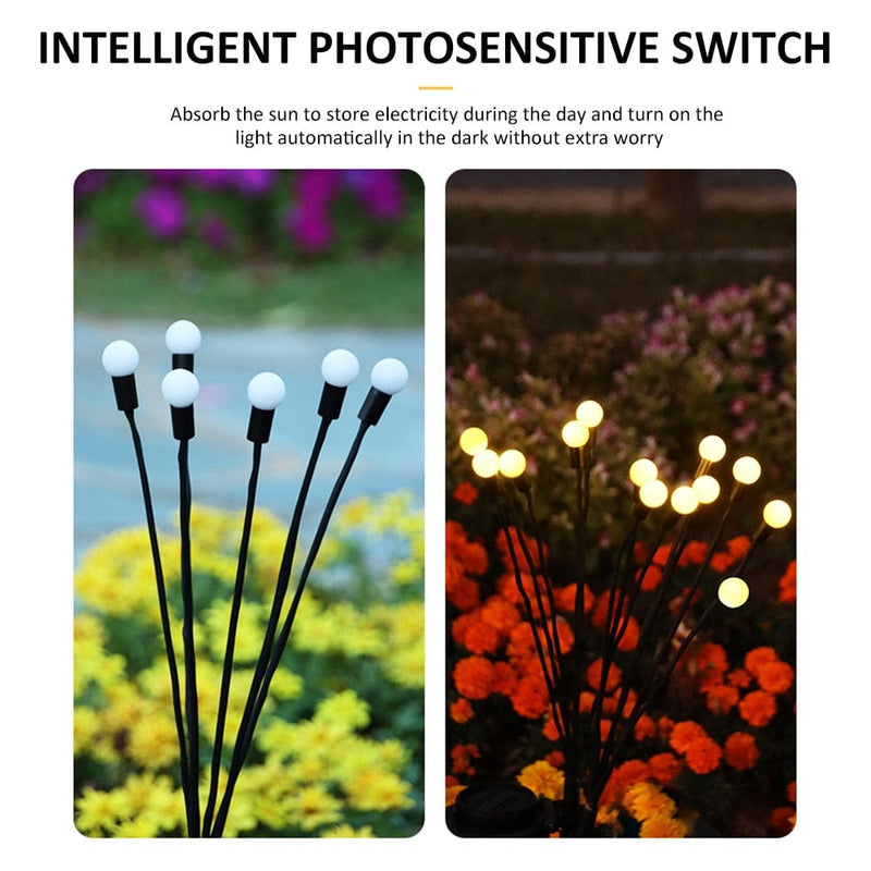 Solar-Powered Firefly Garden Lights - Eco-Friendly Outdoor Decorative Lighting for Patios, Pathways, and Gardens