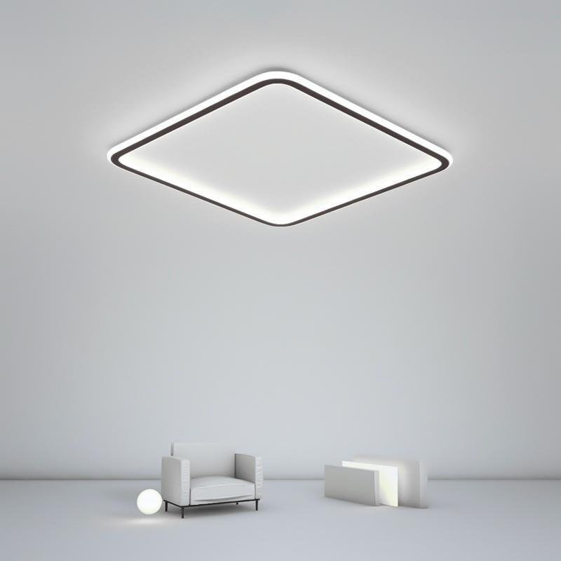 Modern Square Black Flush Mount Ceiling Light Fixture - Industrial Style Lighting for Bedroom & Home Decor