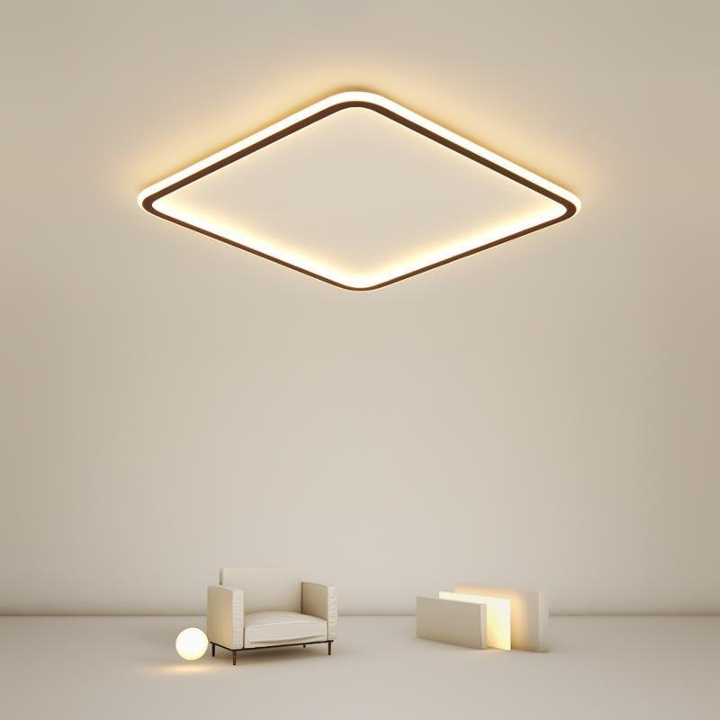 Modern Square Black Flush Mount Ceiling Light Fixture - Industrial Style Lighting for Bedroom & Home Decor