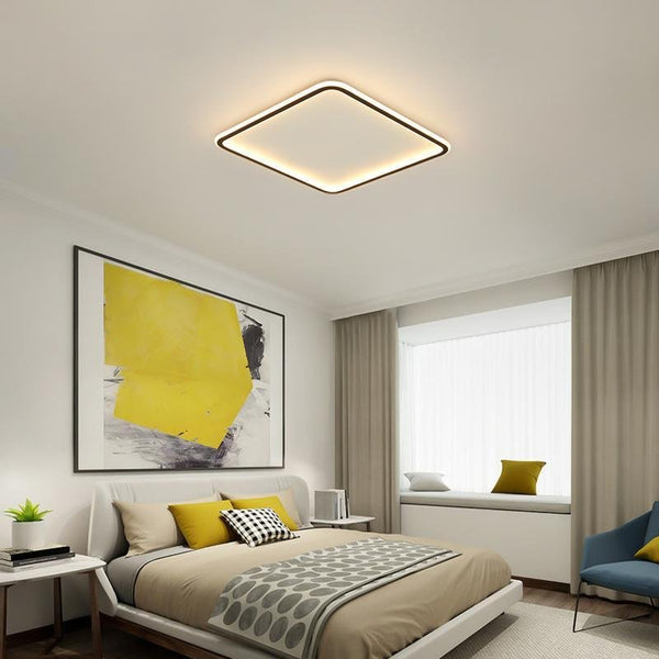 Modern Square Black Flush Mount Ceiling Light Fixture - Industrial Style Lighting for Bedroom & Home Decor