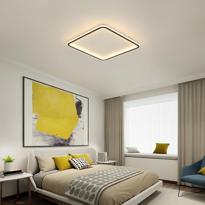 Modern Square Black Flush Mount Ceiling Light Fixture - Industrial Style Lighting for Bedroom & Home Decor