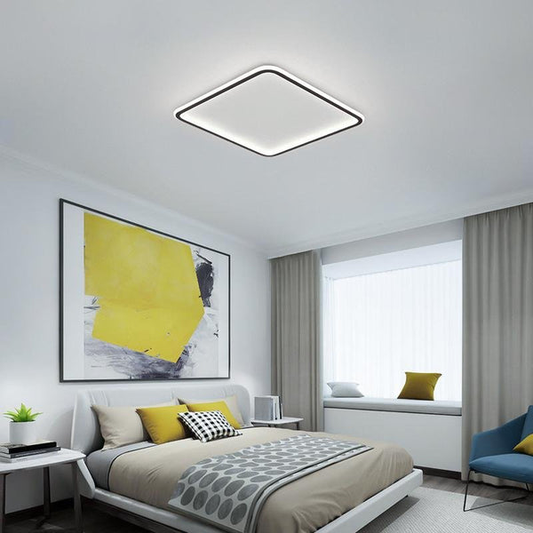 Modern Square Black Flush Mount Ceiling Light Fixture - Industrial Style Lighting for Bedroom & Home Decor