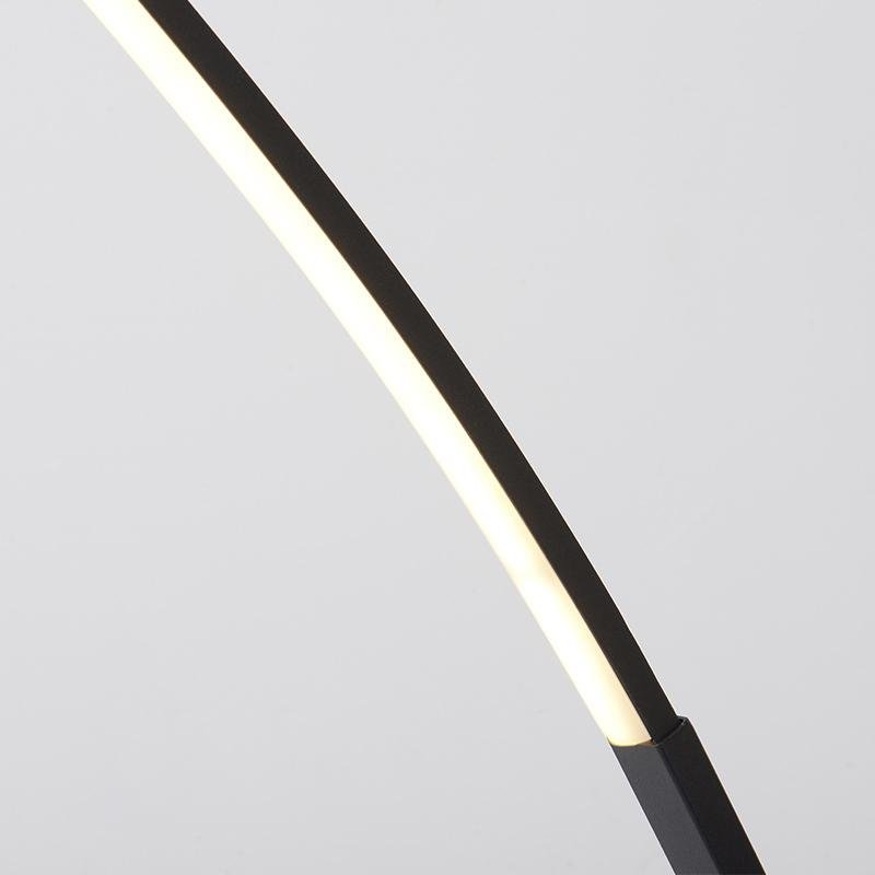 Modern Black Aluminum LED Dimmable Arc Floor Lamp - Adjustable Brightness & Stylish Design for Living Room & Office
