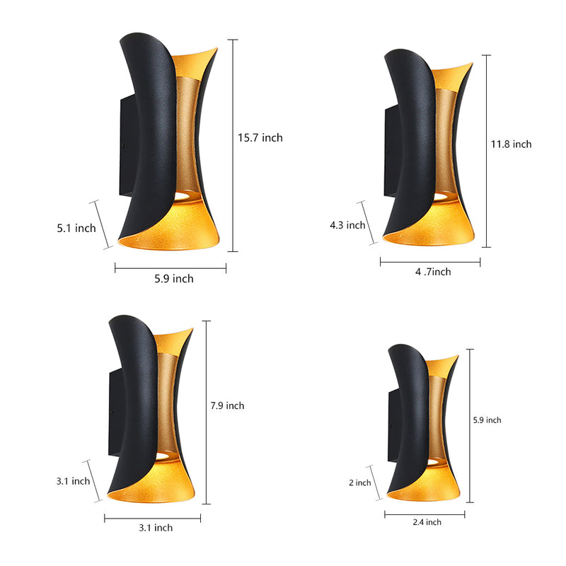 Waterproof Curved LED Up & Down Outdoor Wall Lights - Modern Design for Stylish Illumination