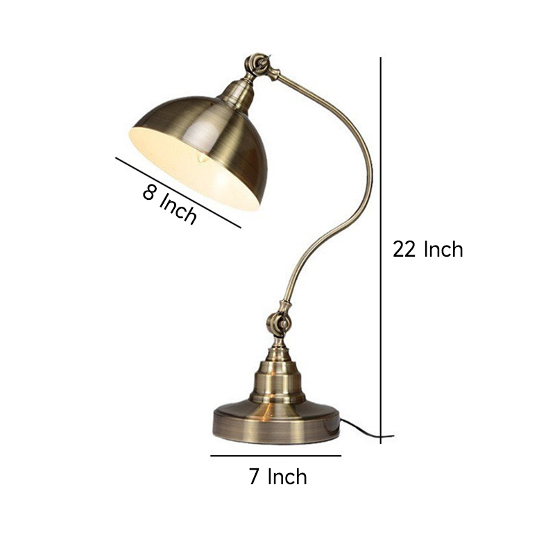 20-Inch Antique Metallic LED Desk Lamp with Adjustable Gooseneck - Perfect for Task Lighting & Home Office Decor