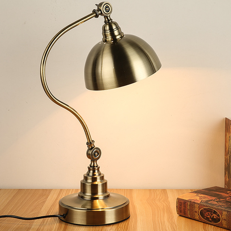 20-Inch Antique Metallic LED Desk Lamp with Adjustable Gooseneck - Perfect for Task Lighting & Home Office Decor