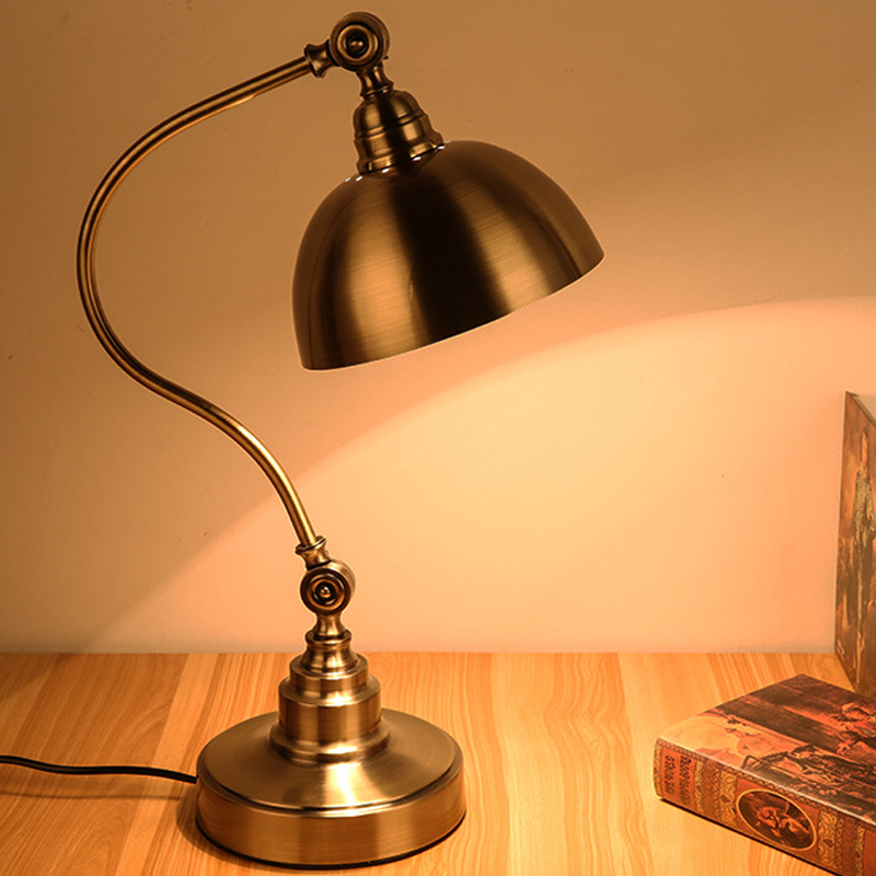 20-Inch Antique Metallic LED Desk Lamp with Adjustable Gooseneck - Perfect for Task Lighting & Home Office Decor