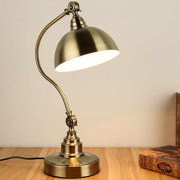 20-Inch Antique Metallic LED Desk Lamp with Adjustable Gooseneck - Perfect for Task Lighting & Home Office Decor