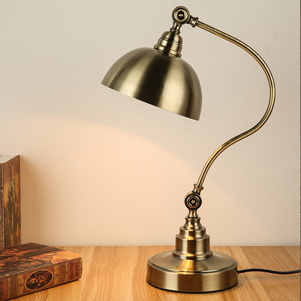 20-Inch Antique Metallic LED Desk Lamp with Adjustable Gooseneck - Perfect for Task Lighting & Home Office Decor