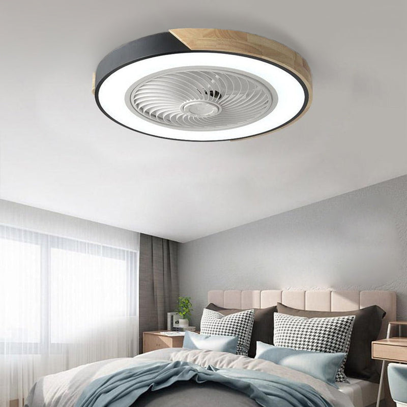 Modern Round Square Integrated LED Bladeless Ceiling Fan Light with Remote Control - Energy Efficient & Stylish Design