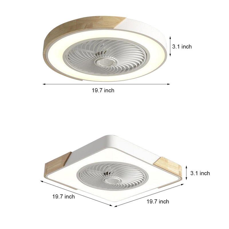 Modern Round Square Integrated LED Bladeless Ceiling Fan Light with Remote Control - Energy Efficient & Stylish Design