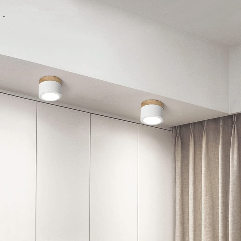 Stylish Pink Flush Wood Finish Ceiling Light - Modern Lighting Fixture for Home Decor