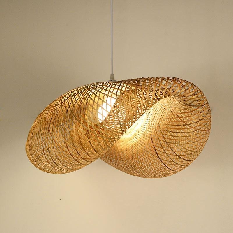 24-Inch Modern Farmhouse Curved Bamboo Pendant Light - Stylish Eco-Friendly Lighting Fixture for Home Décor