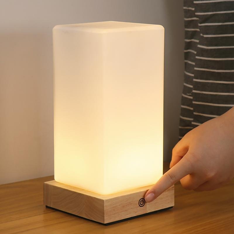 Cube Wooden LED Accent Lamp for Kids - Battery Operated, Stylish & Safe Night Light