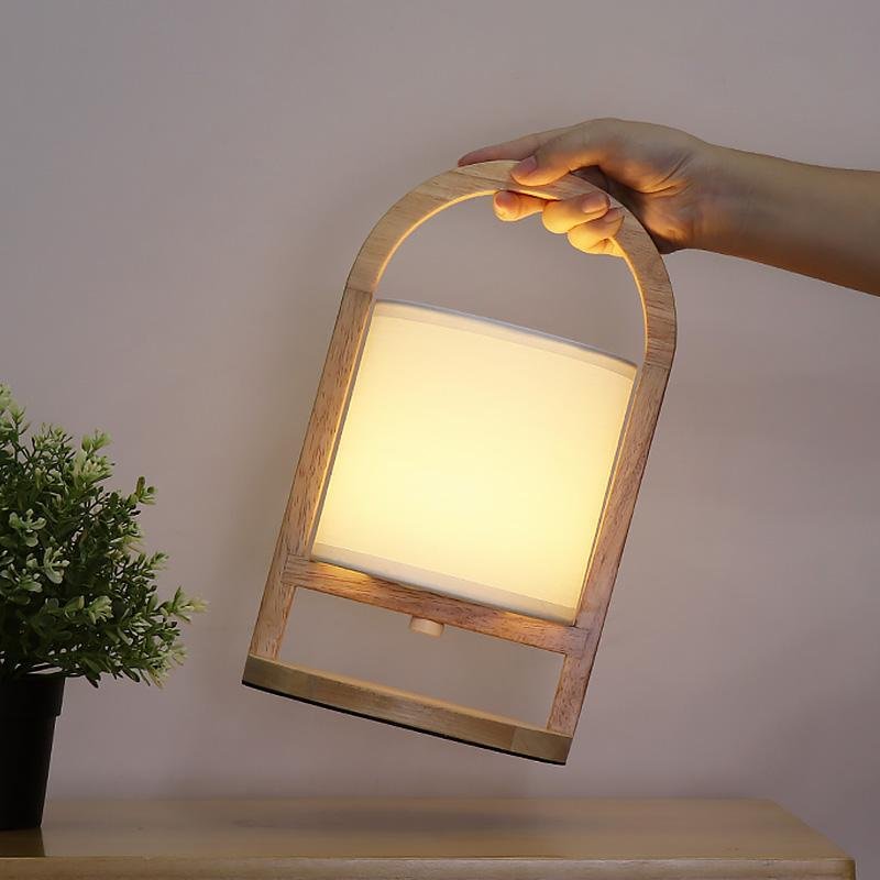 Battery-Operated Wooden Portable Accent Table Lamp - Stylish & Versatile Lighting for Any Space