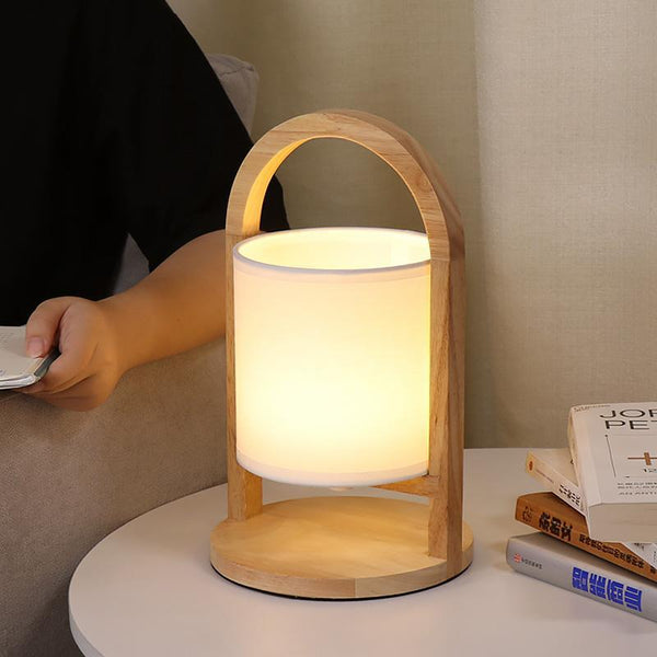 Battery-Operated Wooden Portable Accent Table Lamp - Stylish & Versatile Lighting for Any Space