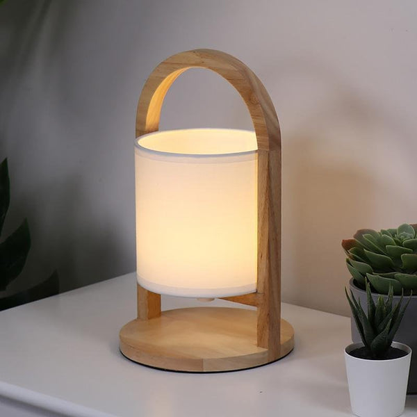 Battery-Operated Wooden Portable Accent Table Lamp - Stylish & Versatile Lighting for Any Space