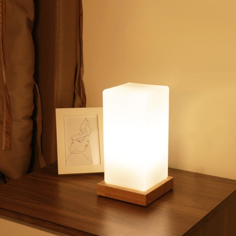 Cube Wooden LED Accent Lamp for Kids - Battery Operated, Stylish & Safe Night Light