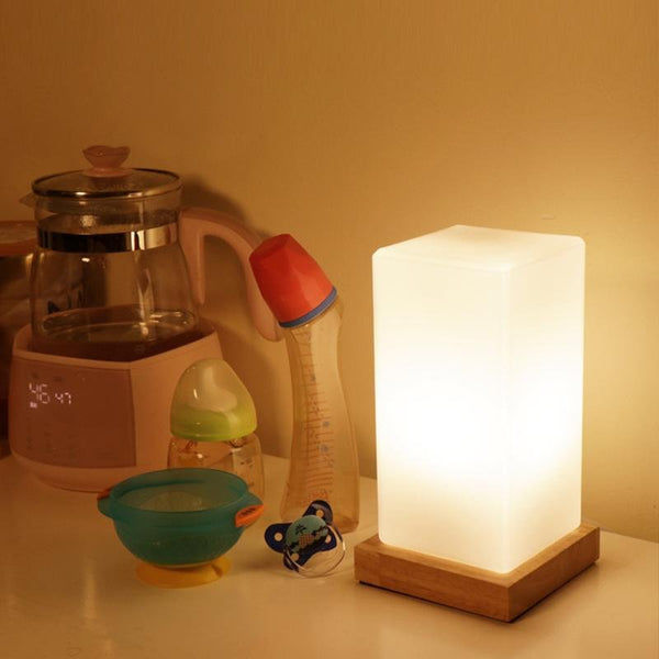 Cube Wooden LED Accent Lamp for Kids - Battery Operated, Stylish & Safe Night Light