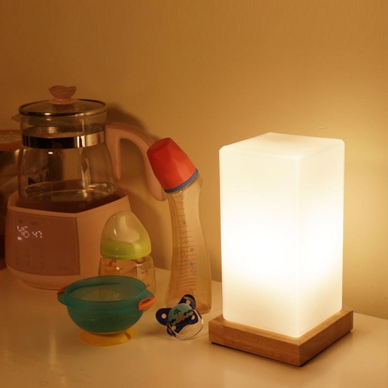Cube Wooden LED Accent Lamp for Kids - Battery Operated, Stylish & Safe Night Light