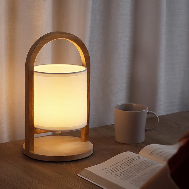Battery-Operated Wooden Portable Accent Table Lamp - Stylish & Versatile Lighting for Any Space