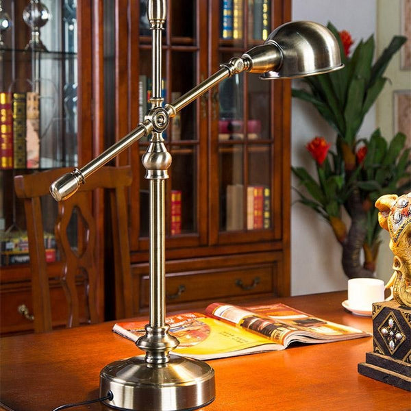 Vintage Metallic Dome Adjustable Desk Lamp with Flexible Arm - Perfect for Study & Home Office Lighting