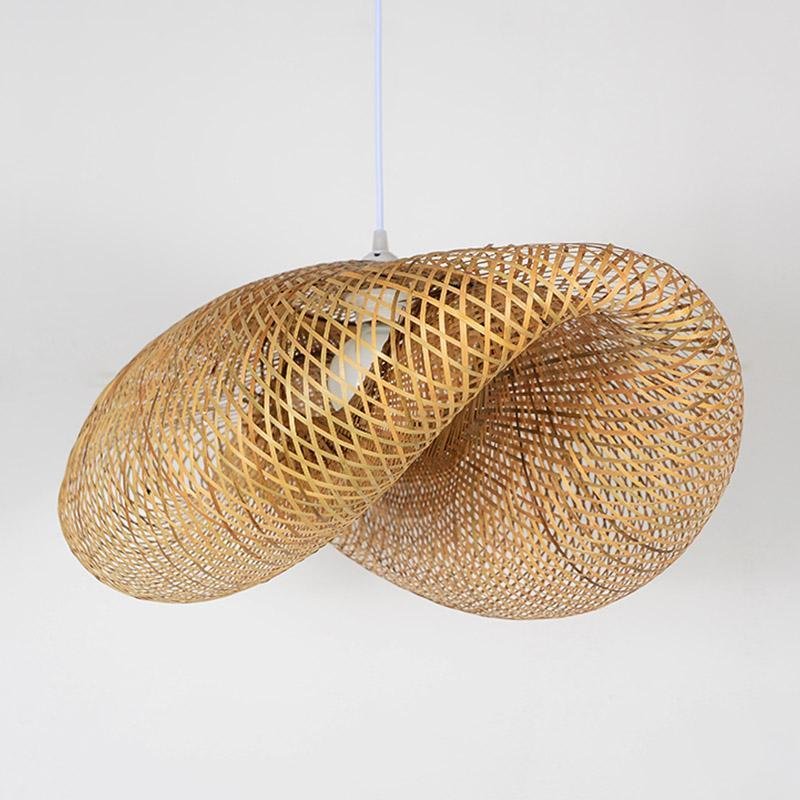 24-Inch Modern Farmhouse Curved Bamboo Pendant Light - Stylish Eco-Friendly Lighting Fixture for Home Décor