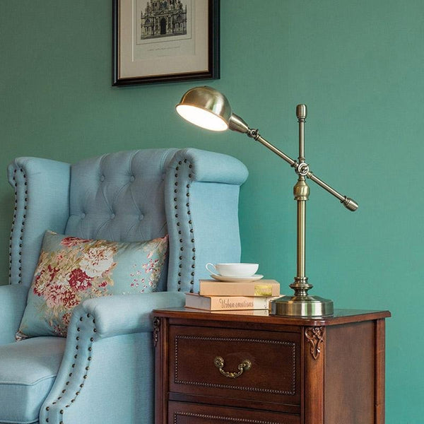 Vintage Metallic Dome Adjustable Desk Lamp with Flexible Arm - Perfect for Study & Home Office Lighting