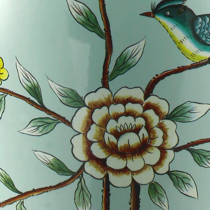 23-Inch Oriental Porcelain Table Lamp with Vivid Branches and Birds Design - Elegant Home Decor Lighting