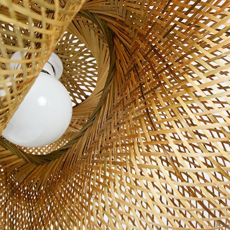 24-Inch Modern Farmhouse Curved Bamboo Pendant Light - Stylish Eco-Friendly Lighting Fixture for Home Décor