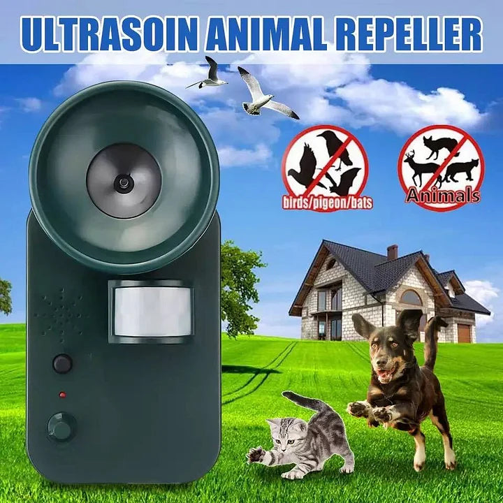 5000 sqft Ultrasonic Cordless Pest Repeller - Safe Outdoor Solution for Repelling Various Animals (9V DC)