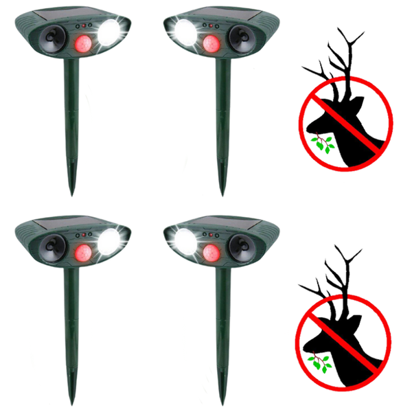 4-Pack Solar-Powered Ultrasonic Deer Repeller - Effective Deer Deterrent, Results in 48 Hours