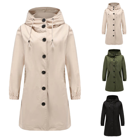 Chic Women's Lightweight Long Hooded Trench Coat - Versatile All-Season Stylish Outerwear for Every Occasion