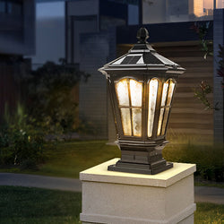 Retro Pavilion-Style Waterproof LED Solar-Powered Fence Post Lights - Elegant Outdoor Lighting for Gardens & Pathways